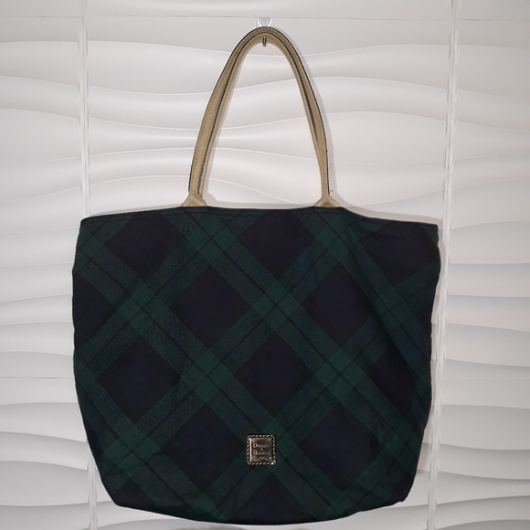 Dooney & Bourke Handbags - Dooney & Bourke Plaid Tote Patent Leather Handles